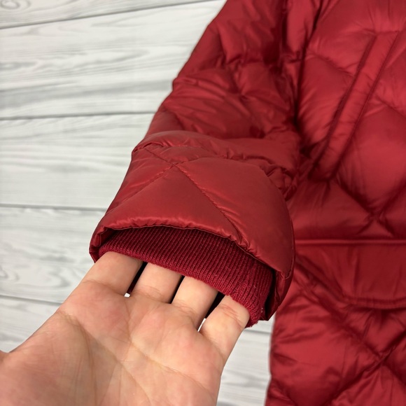 Abercrombie & Fitch Down-Filled Parka Jacket Size XS Raspberry Red Fur Hood - Picture 5 of 16